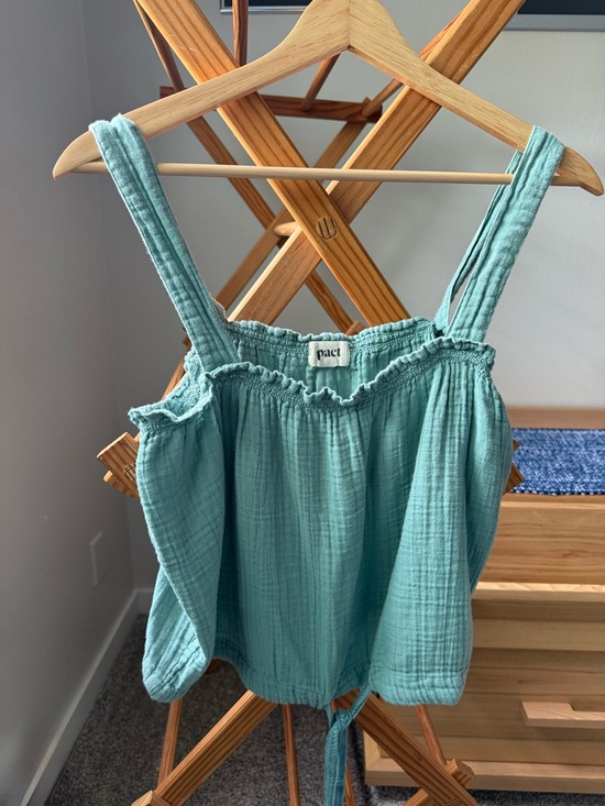 Pact Organic Tops - Pact Women's Sage Ruffled Tie-Hem Tank Top
